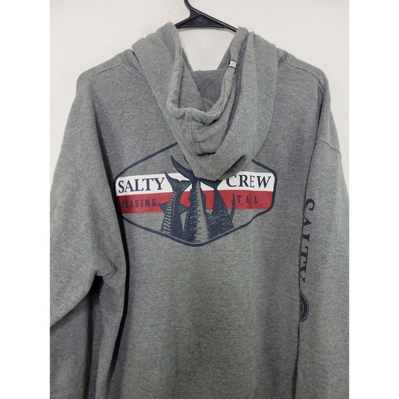 Salty Crew Gray Long Sleeve Hooded Sweatshirt Men's Size Large - Picture 8 of 9